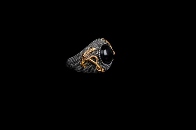 Anello Bicolor Ancora Con Pietra