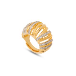 Anello Wave Pavé Gold